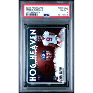 image:imageGraded 2025 Panini Absolute Emeka Egbuka HHEEA Hog Heaven Rookie RC Football Card PSA 8 Near Mint