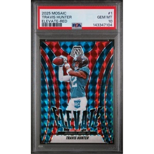 image:imageGraded 2025 Panini Mosaic Travis Hunter 1 Elevate Red Rookie RC Football Card PSA 10 Gem Mint