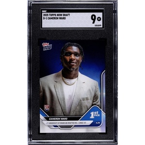 image:imageGraded 2025 Topps Now Cam Ward D1 1st University of Miami QB Drafted Number 1 Since 87 Rookie RC Football Card SGC 9 Mint