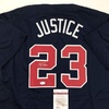image:imageAutographedSigned David Justice Atlanta Blue Baseball Jersey JSA COA