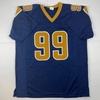image:imageFacsimile Autographed Aaron Donald Los Angeles LA Navy Blue Reprint Laser Auto Football Jersey Size Mens XL
