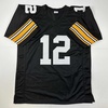 image:imageFacsimile Autographed Terry Bradshaw Pittsburgh Black Reprint Laser Auto Football Jersey Size Mens XL