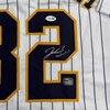 image:imageFramed AutographedSigned Jacob Misiorowski 35x39 Milwaukee Pinstripe Baseball Jersey JSA COA