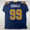 image:imageFacsimile Autographed Aaron Donald Los Angeles LA Navy Blue Reprint Laser Auto Football Jersey Size Mens XL