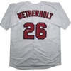 image:imageFacsimile Autographed JJ Wetherholt St Louis White Reprint Laser Auto Baseball Jersey Size Mens XL