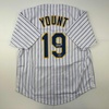 image:imageFacsimile Autographed Robin Yount Milwaukee Pinstripe Reprint Laser Auto Baseball Jersey Size Mens XL