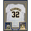 image:imageFramed AutographedSigned Jacob Misiorowski 35x39 Milwaukee Pinstripe Baseball Jersey JSA COA