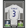 image:imageFramed AutographedSigned Roberto Carlos 35x39 Real Madrid White Soccer Jersey Beckett BAS COA