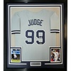 image:imageFramed Facsimile Autographed Aaron Judge 35x39 New York Grey Reprint Laser Auto Baseball Jersey