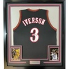 image:imageFramed Facsimile Autographed Allen Iverson 35x39 Philadelphia Black Reprint Laser Auto Basketball Jersey