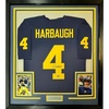 image:imageFramed Facsimile Autographed Jim Harbaugh 35x39 Michigan Blue Reprint Laser Auto College Football Jersey