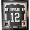 image:imageFramed Facsimile Autographed Ken Stabler 35x39 Oakland Las Vegas Black Reprint Laser Auto Football Jersey