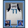 image:imageFramed Facsimile Autographed Luka Doncic 35x39 Dallas White Reprint Laser Auto Basketball Jersey