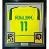 image:imageFramed Facsimile Autographed Ronaldinho 35x39 Brazil Yellow World Cup Reprint Laser Auto Soccer Jersey