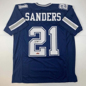 image:imageFacsimile Autographed Deion Sanders Dallas Blue Reprint Laser Auto Football Jersey Size Mens XL