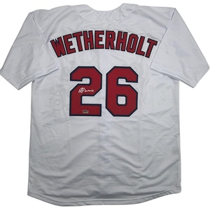 image:imageFacsimile Autographed JJ Wetherholt St Louis White Reprint Laser Auto Baseball Jersey Size Mens XL