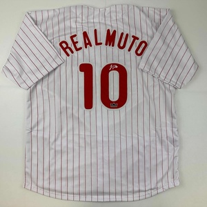 image:imageFacsimile Autographed JT JT Realmuto Philadelphia Pinstripe Reprint Laser Auto Baseball Jersey Size Mens XL