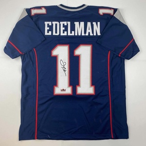 image:imageFacsimile Autographed Julian Edelman New England Blue Reprint Laser Auto Football Jersey Size Mens XL