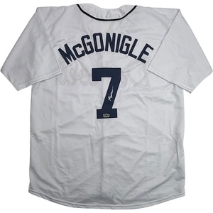 image:imageFacsimile Autographed Kevin McGonigle Detroit White Reprint Laser Auto Baseball Jersey Size Mens XL