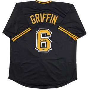 image:imageFacsimile Autographed Konnor Griffin Pittsburgh Black Reprint Laser Auto Baseball Jersey Size Mens XL