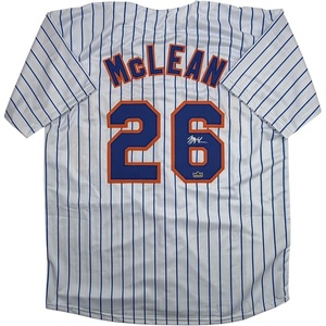 image:imageFacsimile Autographed Nolan McLean New York Pinstripe Reprint Laser Auto Baseball Jersey Size Mens XL