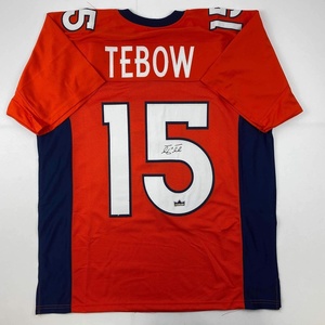 image:imageFacsimile Autographed Tim Tebow Denver Orange Reprint Laser Auto Football Jersey Size Mens XL