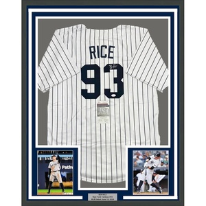 image:imageFramed AutographedSigned Ben Rice 35x39 New York Pinstripe Baseball Jersey JSA COA