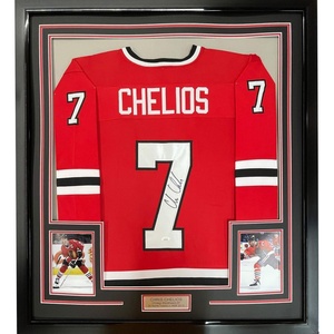 image:imageFramed AutographedSigned Chris Chelios 33x42 Chicago Red Hockey Jersey JSA COA