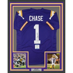 image:imageFramed AutographedSigned JaMarr Chase 33x42 LSU Purple College Football Jersey Beckett BAS COA