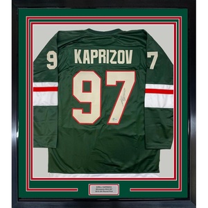 image:imageFramed AutographedSigned Kirill Kaprizov 35x39 Minnesota Green Hockey Jersey Beckett BAS COA