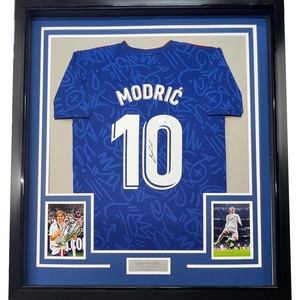image:imageFramed AutographedSigned Luka Modric 35x39 Real Madrid Blue Soccer Jersey Beckett BAS COA