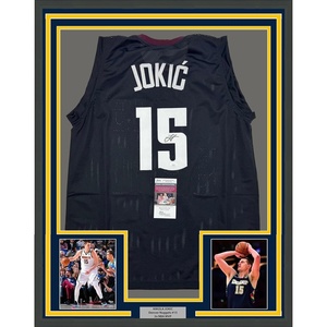 image:imageFramed AutographedSigned Nikola Jokic 35x39 Denver Black 5280 City Edition Basketball Jersey JSA COA