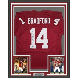 image:imageFramed AutographedSigned Sam Bradford 35x39 Oklahoma Red College Football Jersey Beckett BAS COA