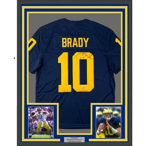 image:imageFramed AutographedSigned Tom Brady 35x39 Michigan Wolverines Blue Authentic Limited Football Jersey Fanatics COA