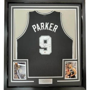 image:imageFramed AutographedSigned Tony Parker 35x39 San Antonio Black Basketball Jersey JSA COA