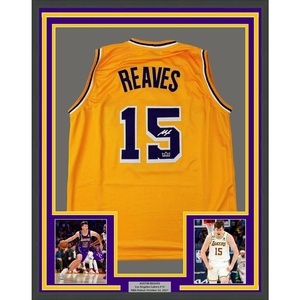 image:imageFramed Facsimile Autographed Austin Reaves 35x39 Los Angeles LA Yellow Reprint Laser Auto Basketball Jersey