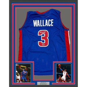 image:imageFramed Facsimile Autographed Ben Wallace 35x39 Detroit Blue Reprint Laser Auto Basketball Jersey
