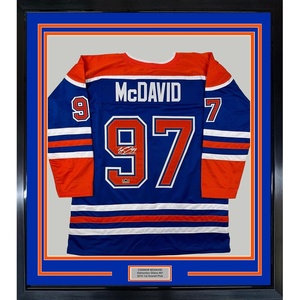 image:imageFramed Facsimile Autographed Connor McDavid 35x39 Edmonton Blue Reprint Laser Auto Hockey Jersey