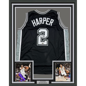 image:imageFramed Facsimile Autographed Dylan Harper 35x39 San Antonio Black Reprint Laser Auto Basketball Jersey