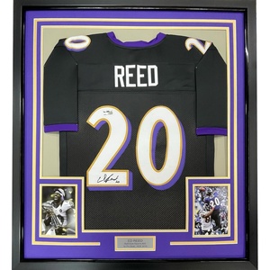 image:imageFramed Facsimile Autographed Ed Reed 35x39 Baltimore Black Reprint Laser Auto Football Jersey