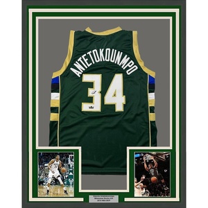 image:imageFramed Facsimile Autographed Giannis Antetokounmpo 35x39 Milwaukee Green Reprint Laser Auto Basketball Jersey