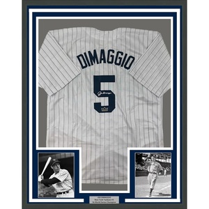 image:imageFramed Facsimile Autographed Joe DiMaggio 35x39 New York Pinstripe Reprint Laser Auto Baseball Jersey