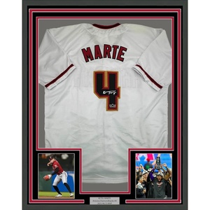 image:imageFramed Facsimile Autographed Ketel Marte 35x39 Arizona White Reprint Laser Auto Baseball Jersey