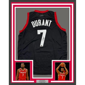 image:imageFramed Facsimile Autographed Kevin Durant 35x39 Houston Black Reprint Laser Auto Basketball Jersey