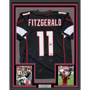 image:imageFramed Facsimile Autographed Larry Fitzgerald 35x39 Arizona Black Reprint Laser Auto Football Jersey
