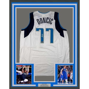image:imageFramed Facsimile Autographed Luka Doncic 35x39 Dallas White Reprint Laser Auto Basketball Jersey