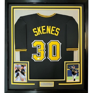 image:imageFramed Facsimile Autographed Paul Skenes 35x39 Pittsburgh Black Reprint Laser Auto Baseball Jersey
