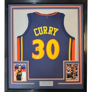 image:imageFramed Facsimile Autographed Stephen Steph Curry 35x39 Golden State Navy Blue Retro Rookie Reprint Laser Auto Basketball Jersey