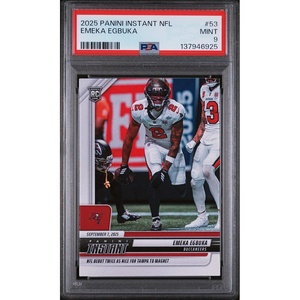 image:imageGraded 2025 Panini Instant NFL Emeka Egbuka 53 Rookie RC Football Card PSA 9 Mint