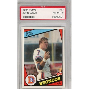 image:imageGraded 1984 Topps John Elway 63 Rookie RC Football Card PSA 8 NMMT